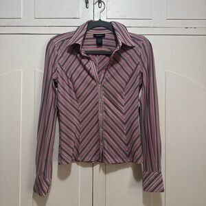 Vintage Express Pink Fitted Long Sleeve Button Down Shirt